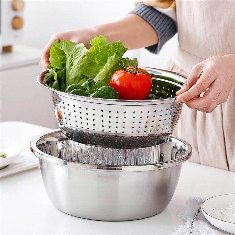 Kalsten | 3in1 Stainless Steel Vegetable Slicer with Drain Basket