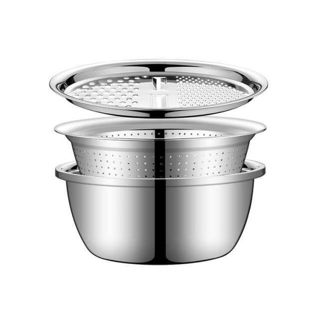 Kalsten | 3in1 Stainless Steel Vegetable Slicer with Drain Basket