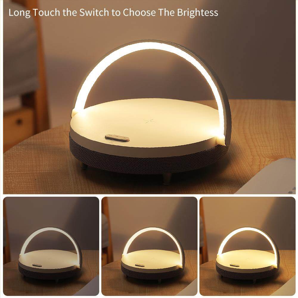 Wooden Base Wireless Charger Speaker Table Lamp | Kalsten
