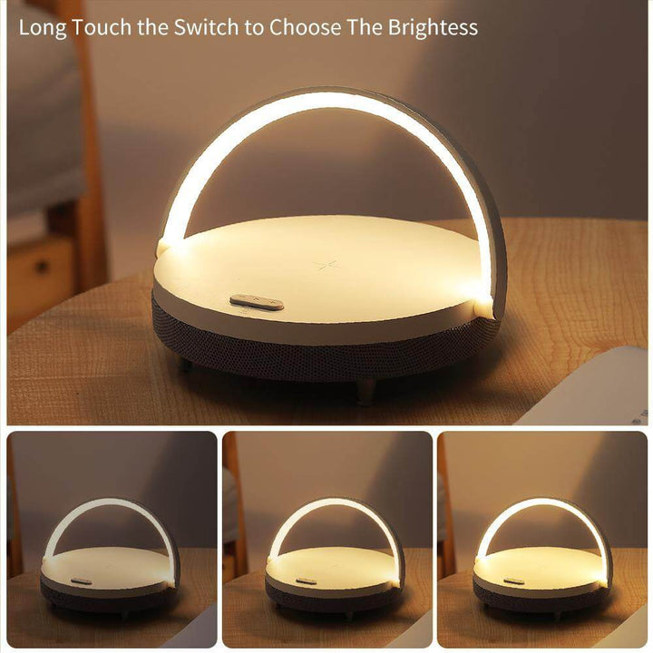 Wooden Base Wireless Charger Speaker Table Lamp | Kalsten