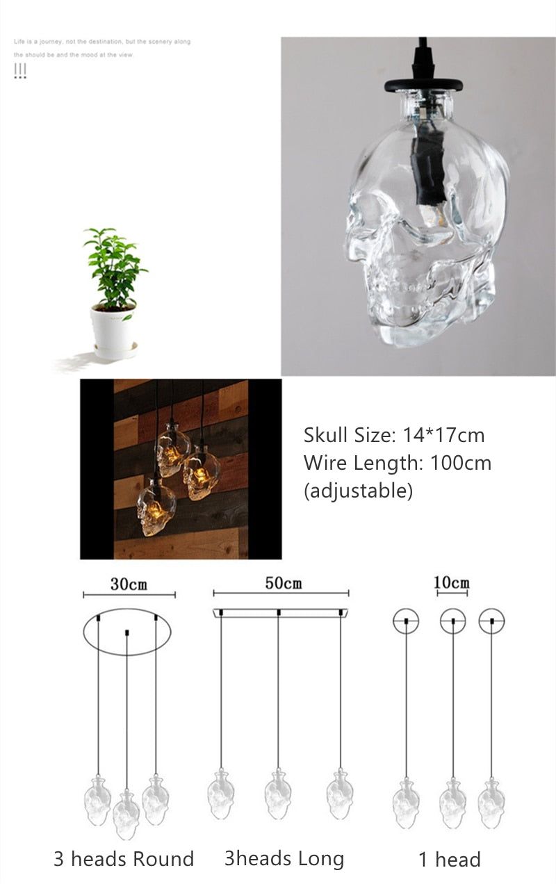 Retro Skull Glass Pendant Light | Kalsten