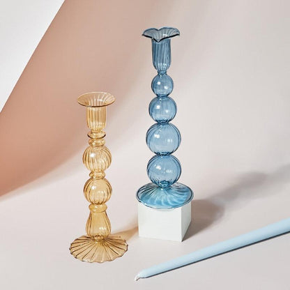 Skanto | GlowCharm Pastel Glass Candle Holder | Decorative Candle Holders | Elegant Table Decor