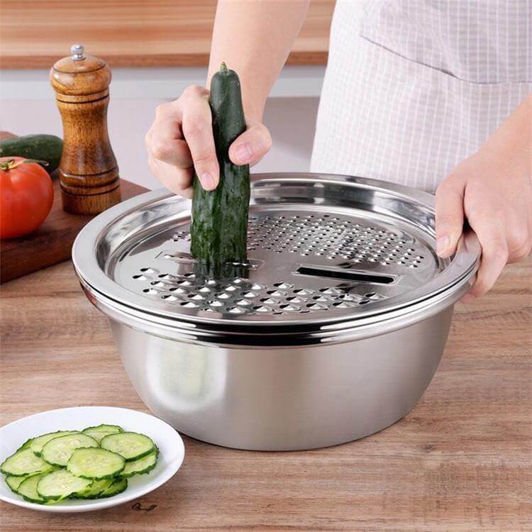 Kalsten | 3in1 Stainless Steel Vegetable Slicer with Drain Basket