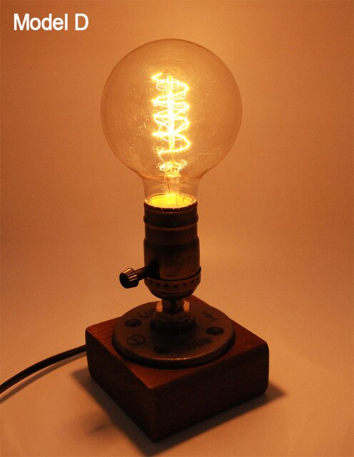 Vintage Industrial Wooden Dimmable Table Lamp | Kalsten
