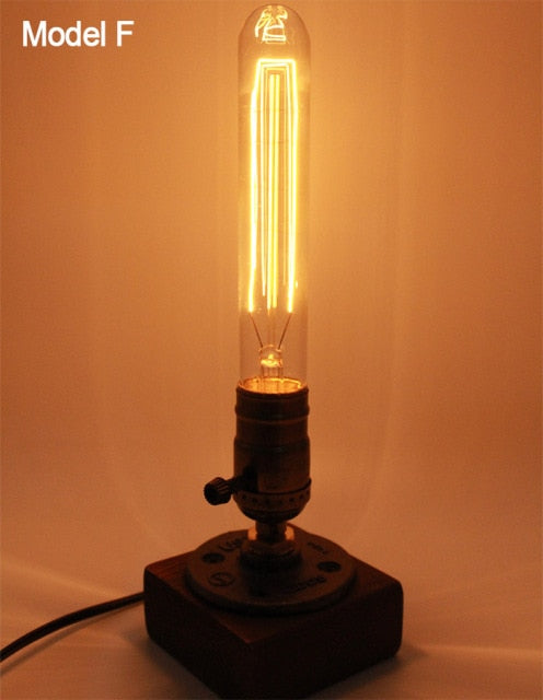 Vintage Industrial Wooden Dimmable Table Lamp | Kalsten