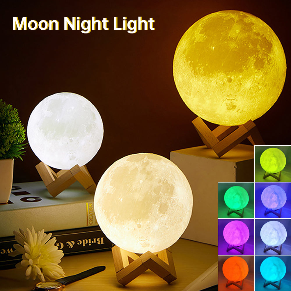 3D Light Touch Switch Rechargeable Moon Night Lamp | Kalsten