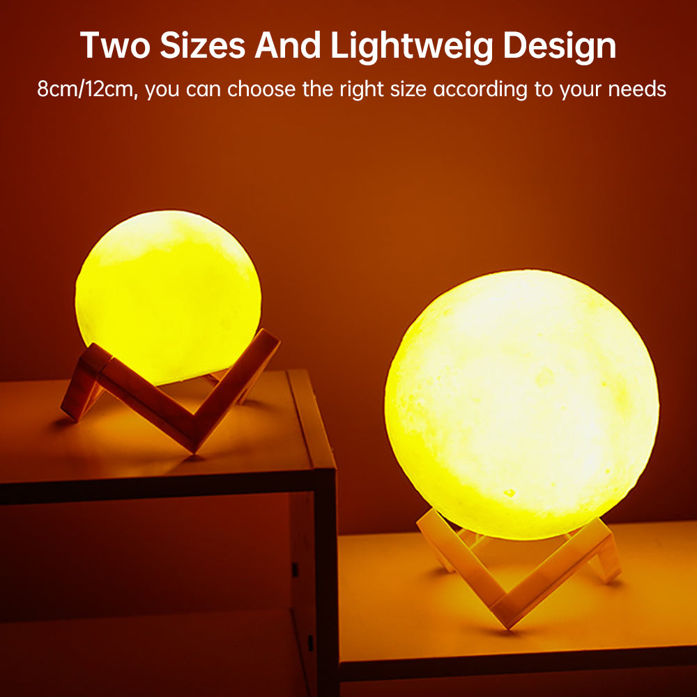 3D Light Touch Switch Rechargeable Moon Night Lamp | Kalsten
