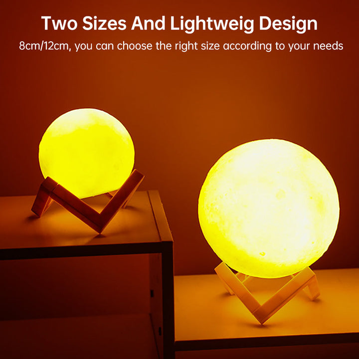 3D Light Touch Switch Rechargeable Moon Night Lamp | Kalsten
