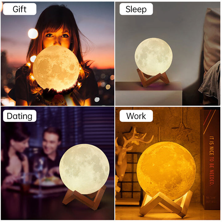 3D Light Touch Switch Rechargeable Moon Night Lamp | Kalsten