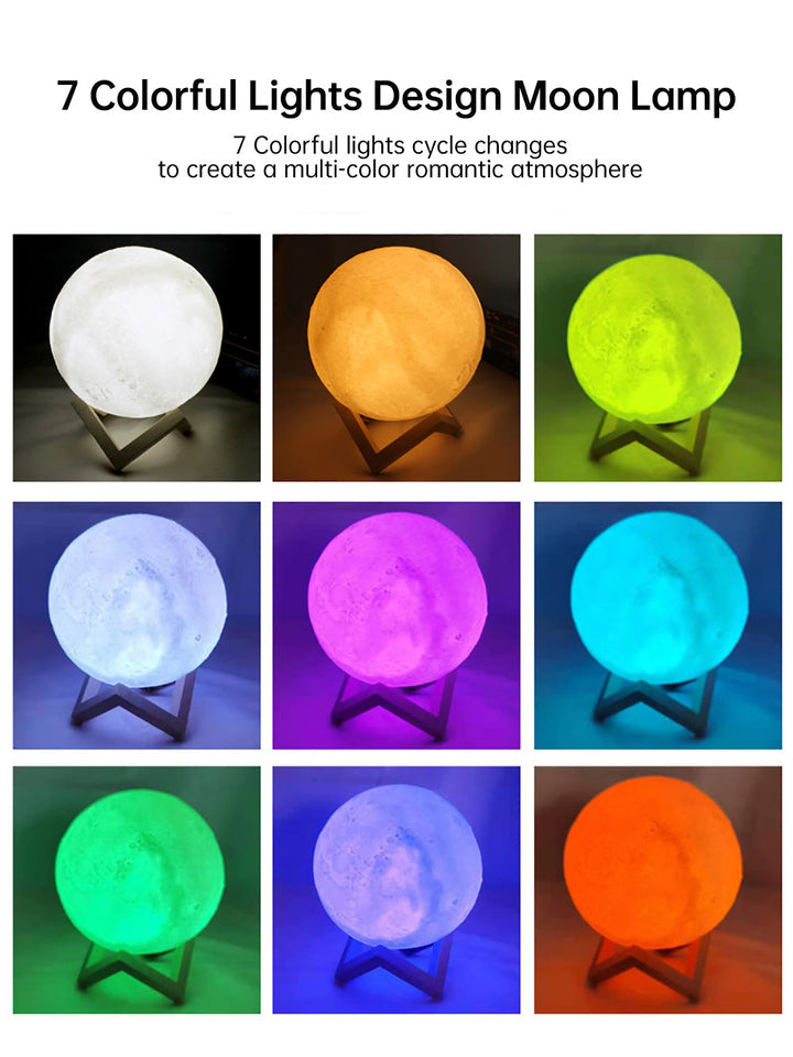 3D Light Touch Switch Rechargeable Moon Night Lamp | Kalsten