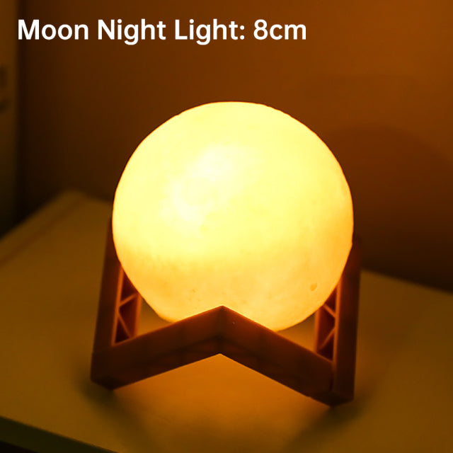 3D Light Touch Switch Rechargeable Moon Night Lamp | Kalsten