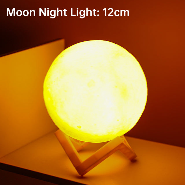 3D Light Touch Switch Rechargeable Moon Night Lamp | Kalsten