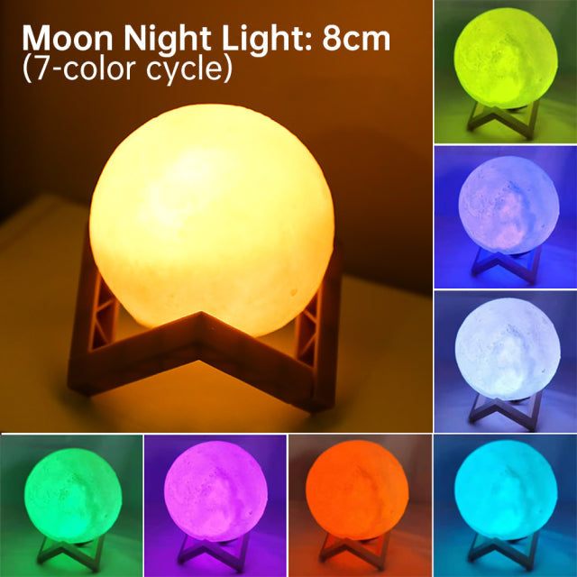 3D Light Touch Switch Rechargeable Moon Night Lamp | Kalsten