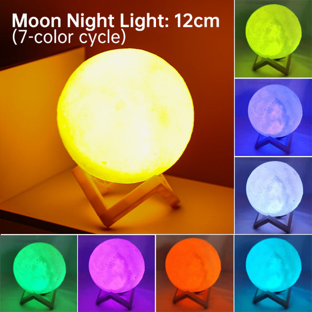 3D Light Touch Switch Rechargeable Moon Night Lamp | Kalsten