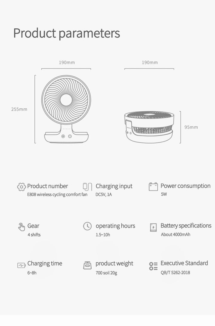 Portable Wireless Foldable Fan Night Lamp | Kalsten
