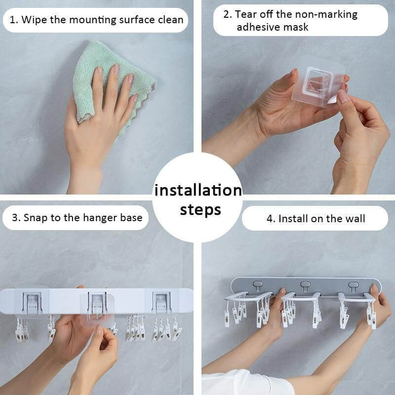 Kalsten | Wall-Mounted Folding Easy Drying Sock Hanger Rack