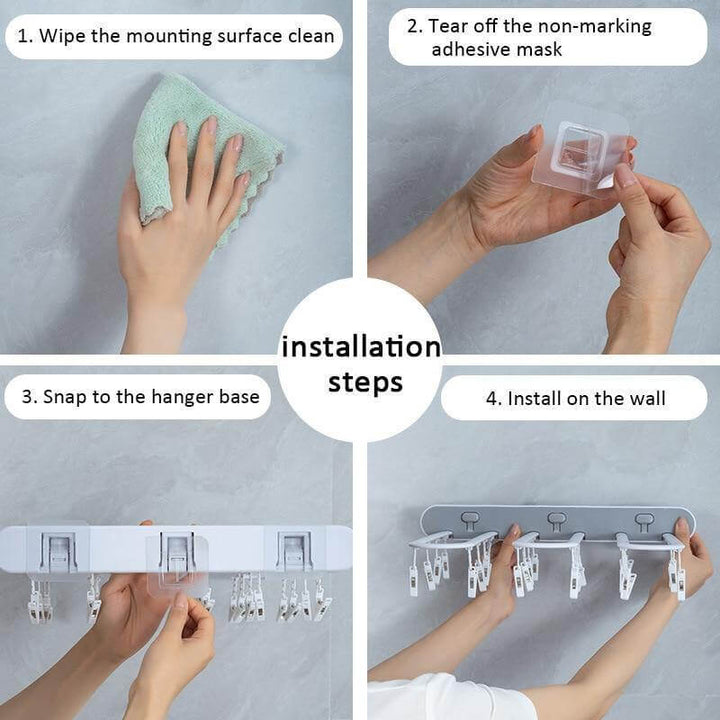 Kalsten | Wall-Mounted Folding Easy Drying Sock Hanger Rack