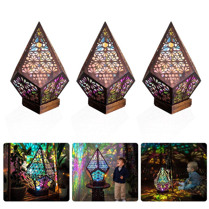 Wooden Hollow LED Atmosphere Night Lamp Projector | Kalsten