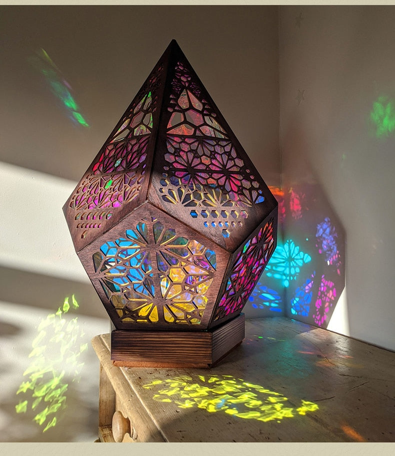 Wooden Hollow LED Atmosphere Night Lamp Projector | Kalsten