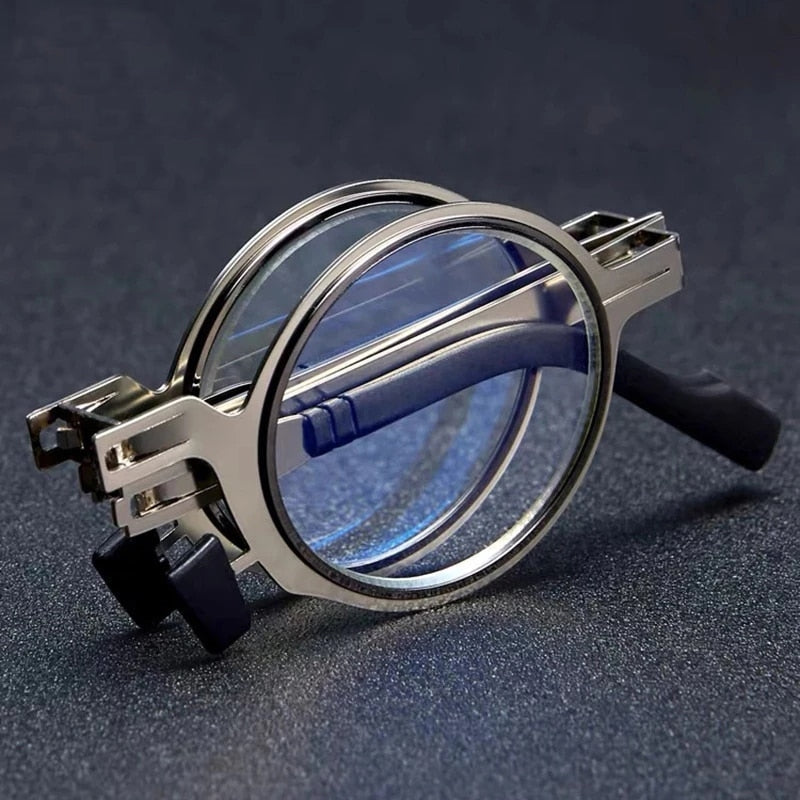 Kalsten | Foldable Blue Light Metal Round Reading Glasses