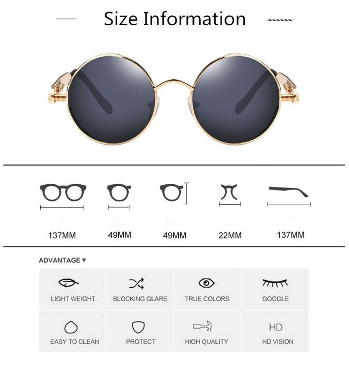 Creative Round Retro Round Metal Sunglasses | Kalsten
