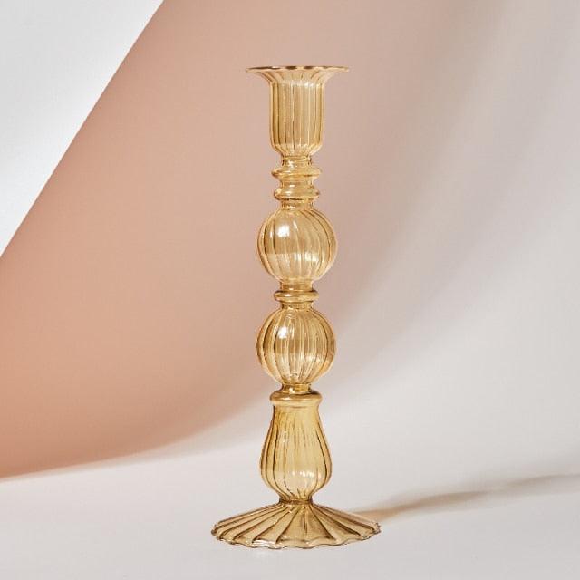 Kalsten | GlowCharm Pastel Glass Candle Holder | Decorative Candle Stands | Elegant Table Decor