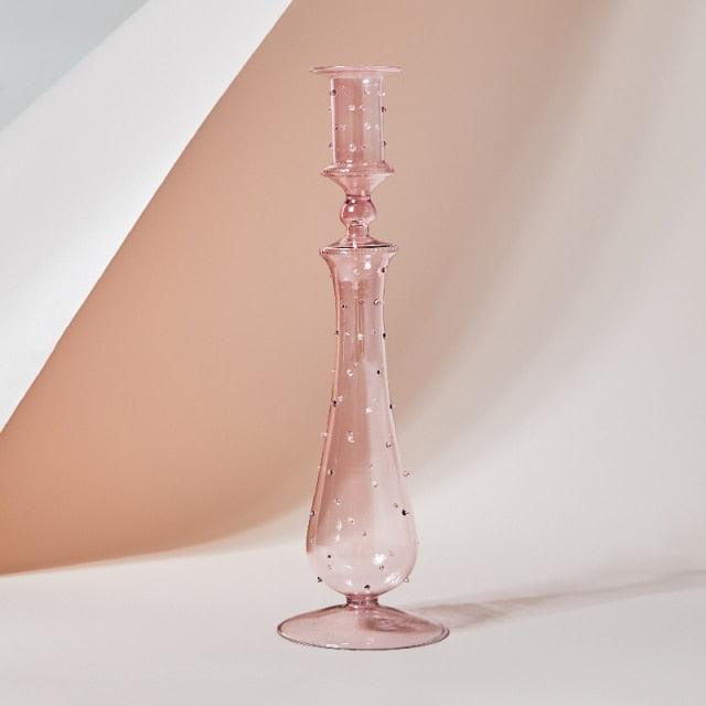 Kalsten | GlowCharm Pastel Glass Candle Holder | Decorative Candle Stands | Elegant Table Decor