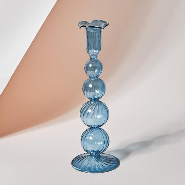 Kalsten | GlowCharm Pastel Glass Candle Holder | Decorative Candle Stands | Elegant Table Decor