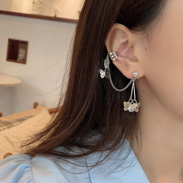 BowLift | Animal Birds Tassel Women Earrings Clip Ear Cuff