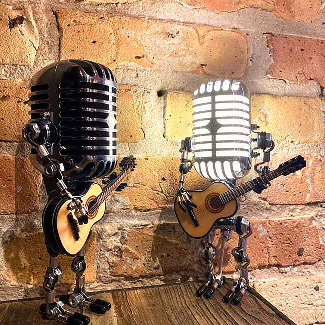 Vintage Guitar Playing Microphone Robot Lamp | Kalsten