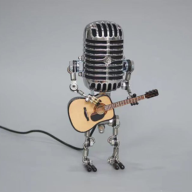 Vintage Guitar Playing Microphone Robot Lamp | Kalsten