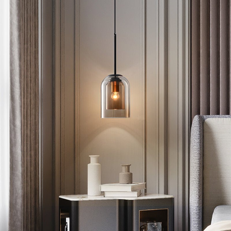 Kalsten | Mica Mid-Century Pendant Lamp – Double Glass Shade with Iron Fittings