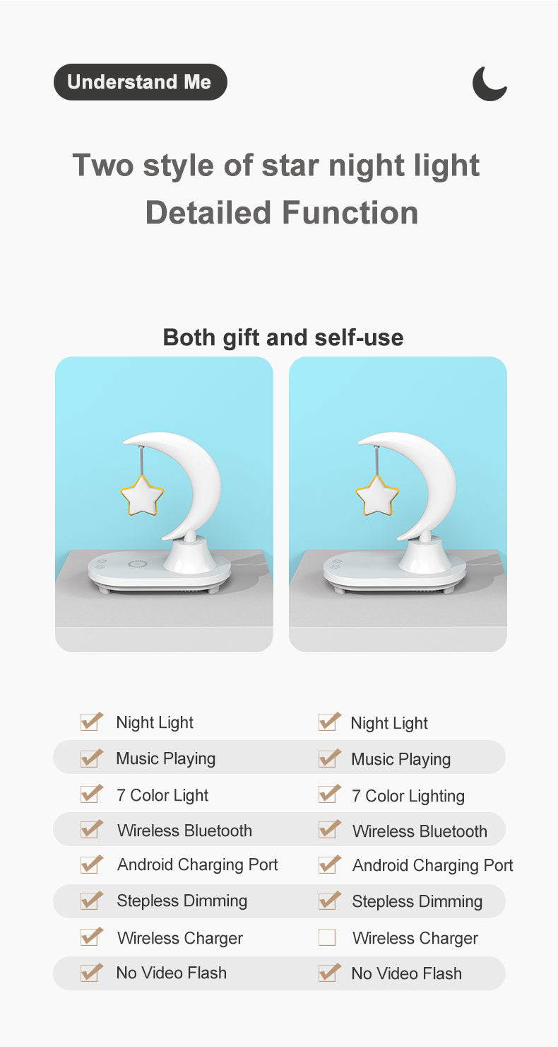 Moon Star Wireless Charging Night Lamp | Kalsten