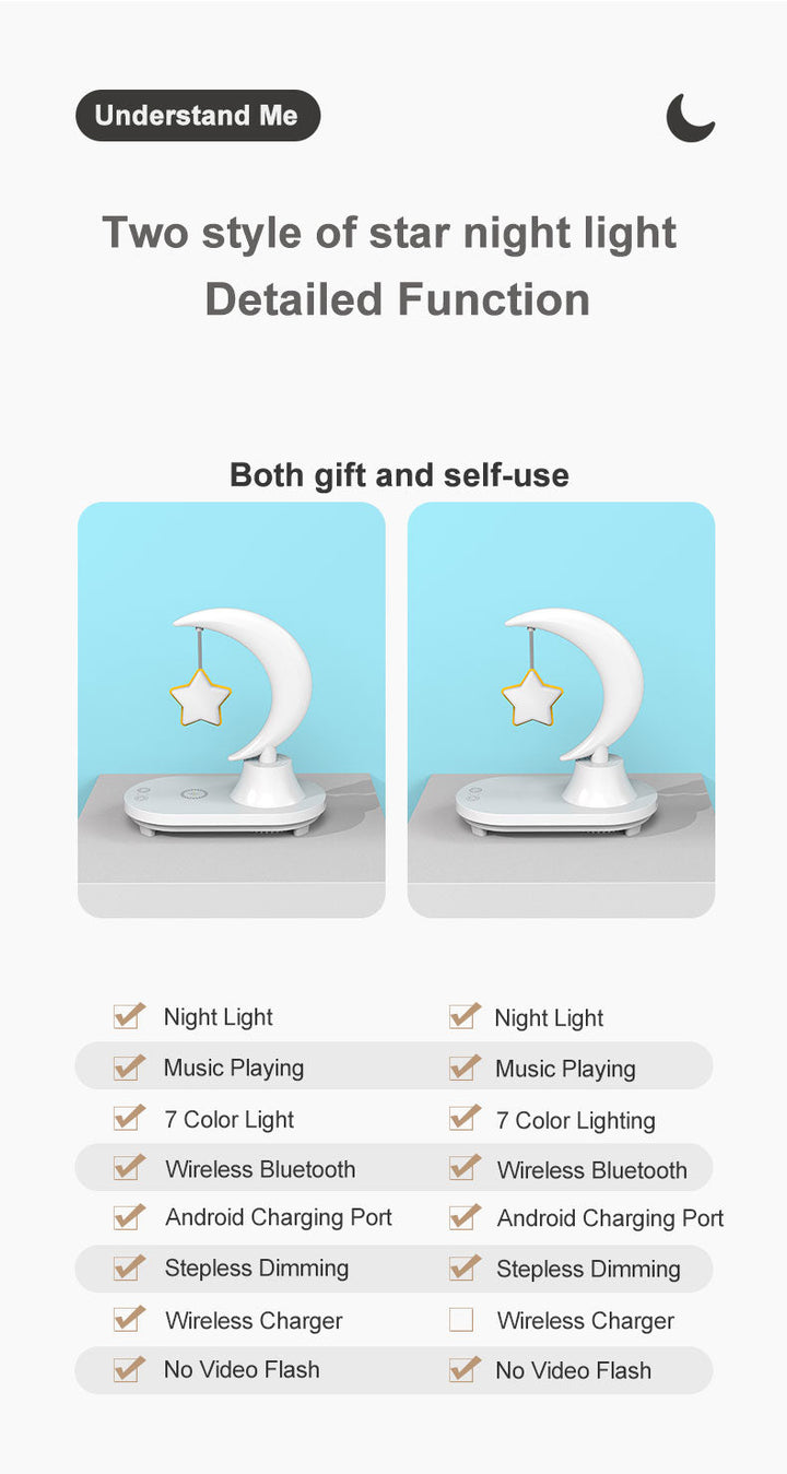 Moon Star Wireless Charging Night Lamp | Kalsten