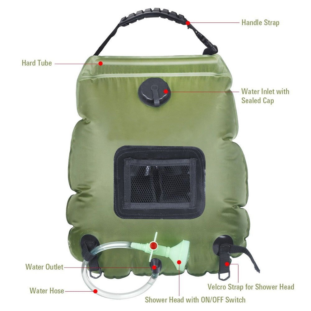 Soar-Powered Portable Travel Heated Shower Bag | Kalsten