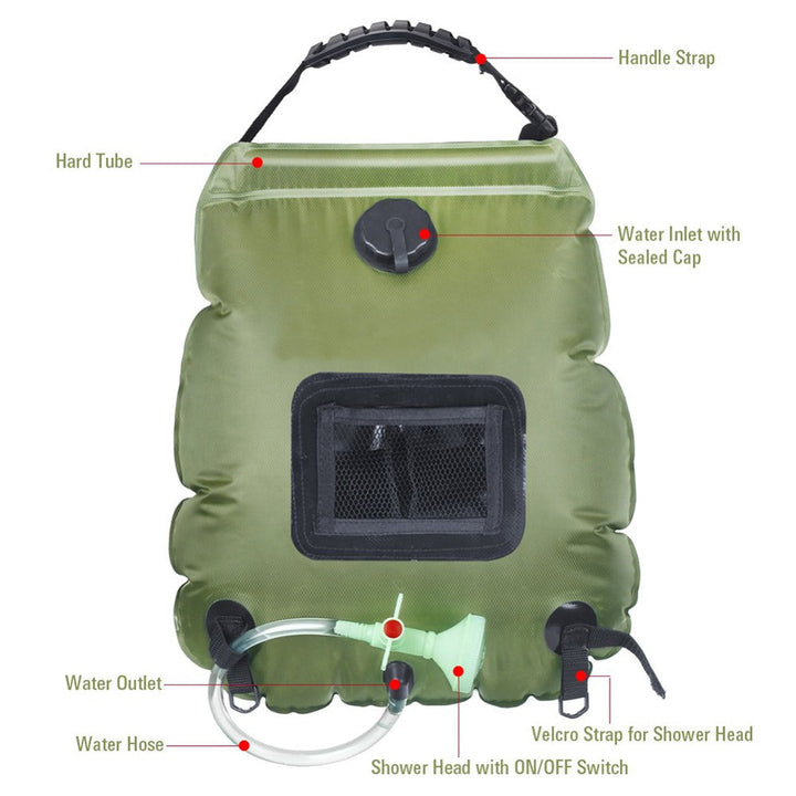 Soar-Powered Portable Travel Heated Shower Bag | Kalsten