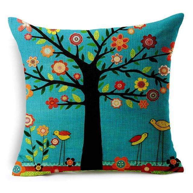 Kalsten | Floral Animal Tree of Life Bird Back Home Decorative Throw Pillow Cover