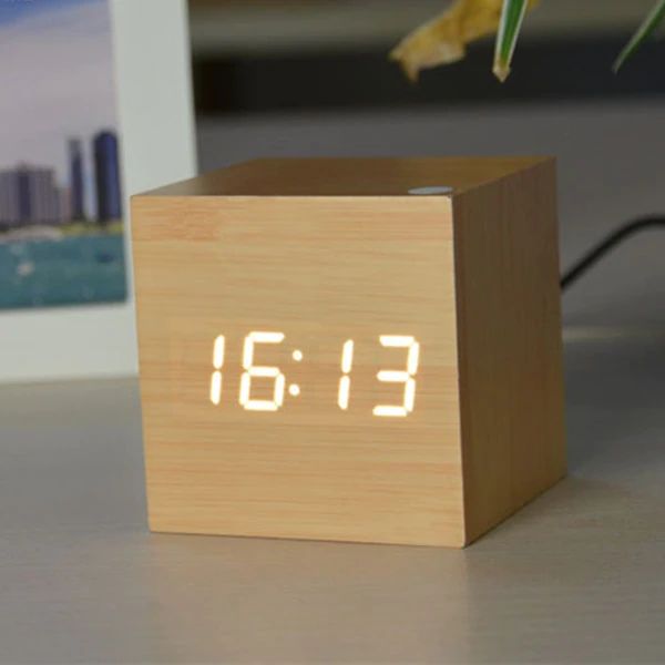 Modern Wooden Cube Digital Clock Kalsten