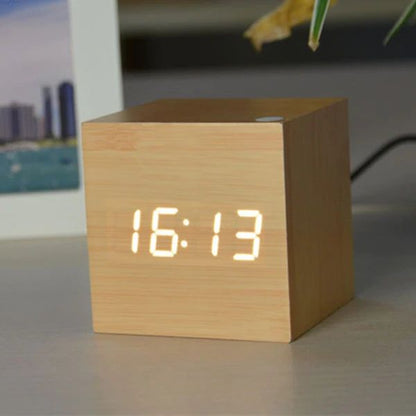 Gelb Weiß Cube Digital Tischuhr