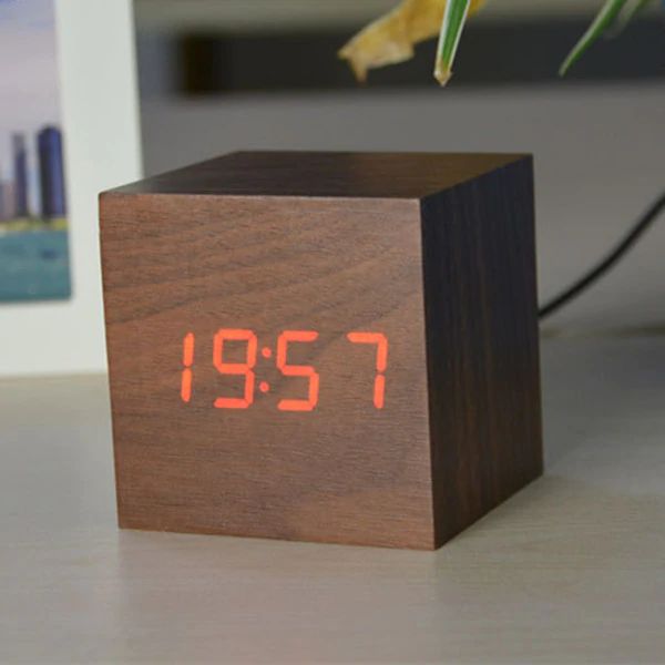 Modern Wooden Cube Digital Clock Kalsten