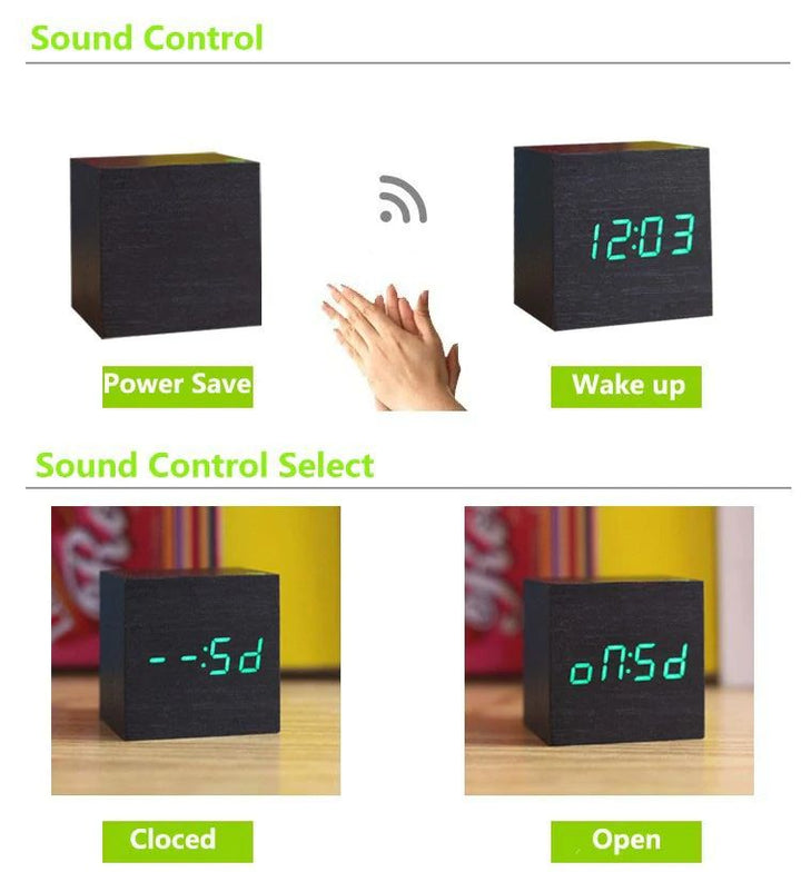 Modern Wooden Cube Digital Clock Kalsten