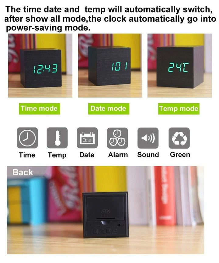 Modern Wooden Cube Digital Clock Kalsten