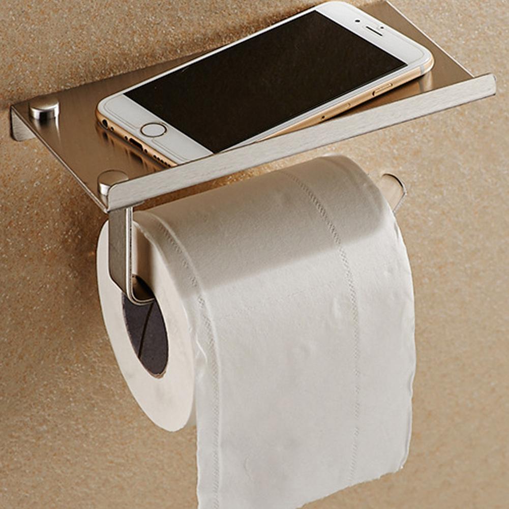Stainless Steel Toilet Roll Holder with Shelf | Kalsten