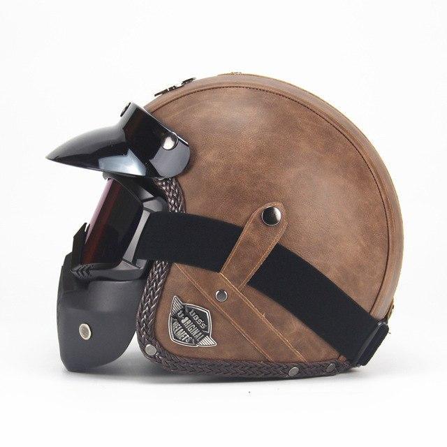 Kalsten | Retro Vintage Motorcycle Helmet Open Face With Goggle Mask