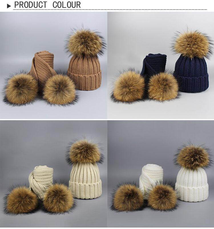 Kalsten | Warm Knitted Fur Hat Scarf Set