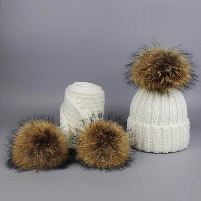 Kalsten | Warm Knitted Fur Hat Scarf Set
