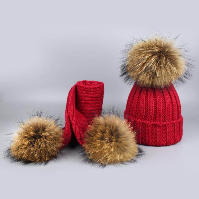 Kalsten | Warm Knitted Fur Hat Scarf Set