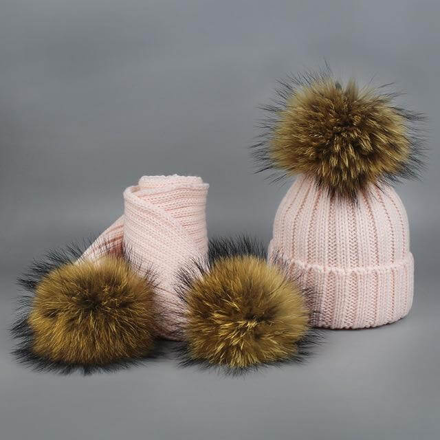 Kalsten | Warm Knitted Fur Hat Scarf Set