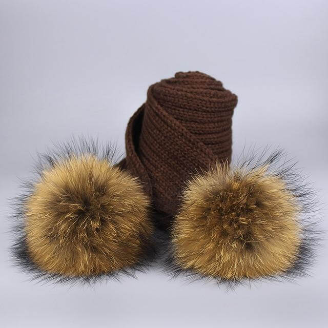 Kalsten | Warm Knitted Fur Hat Scarf Set