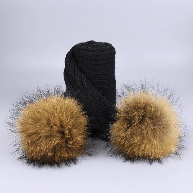 Kalsten | Warm Knitted Fur Hat Scarf Set